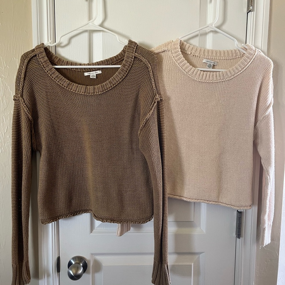 2- American Eagle Outfitters Beige Knit Pullover